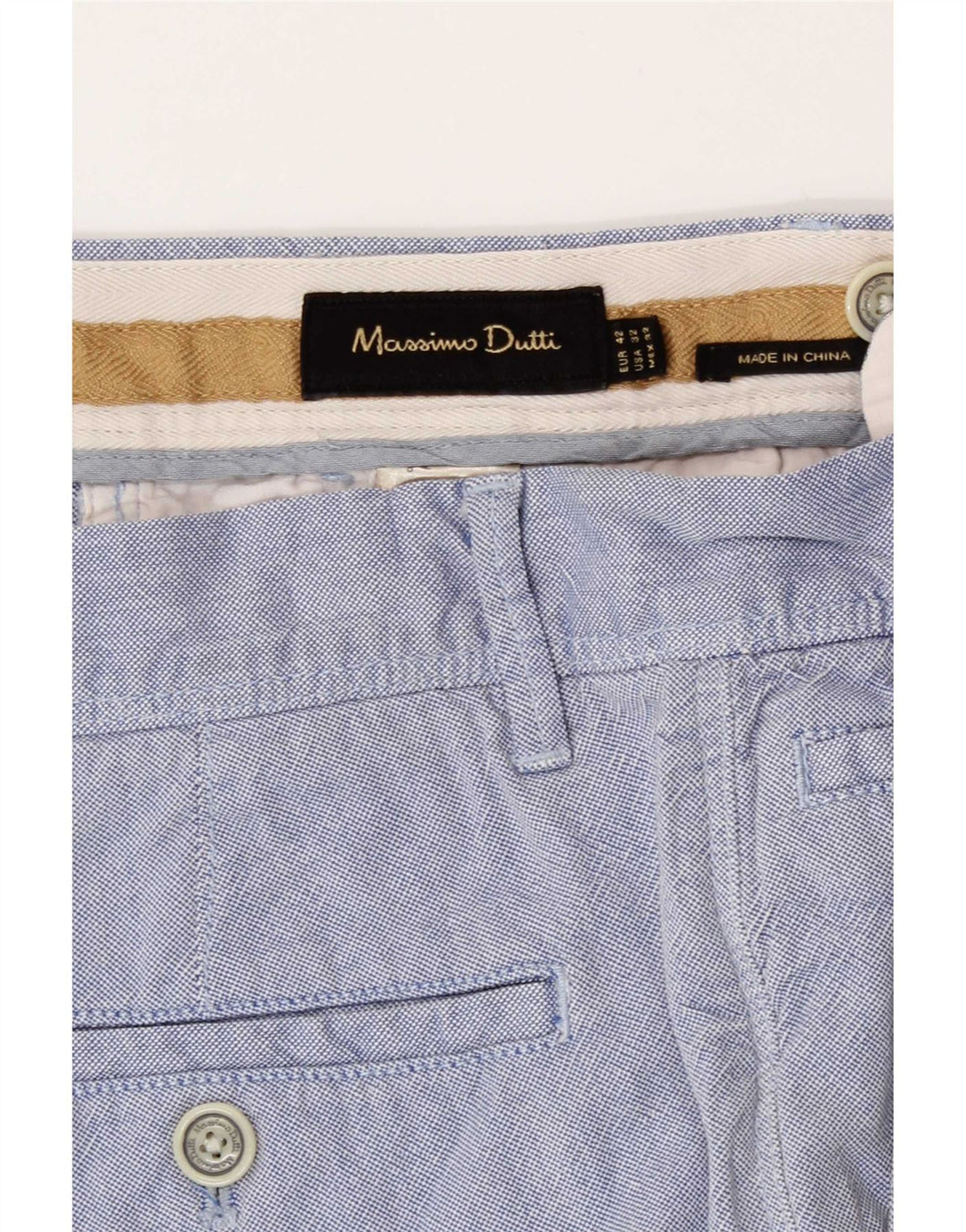 Massimo Dutti Short Chino Homme EU 42 Large W32 Bleu Coton
