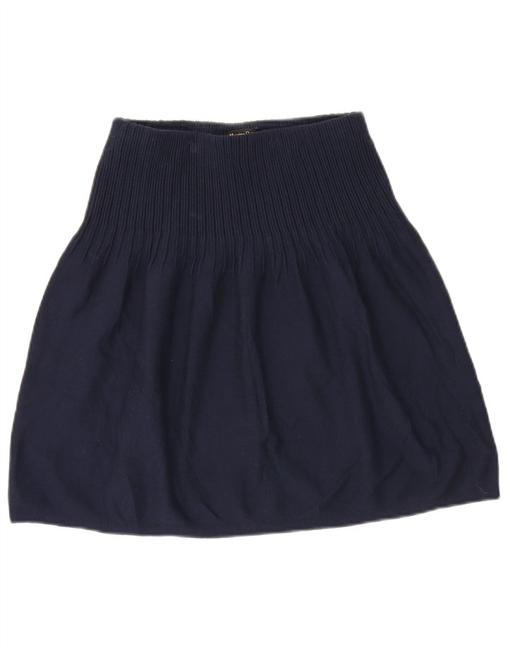 Massimo Dutti Jupe trapèze en tricot pour femme Small W26 Bleu marine Viscose