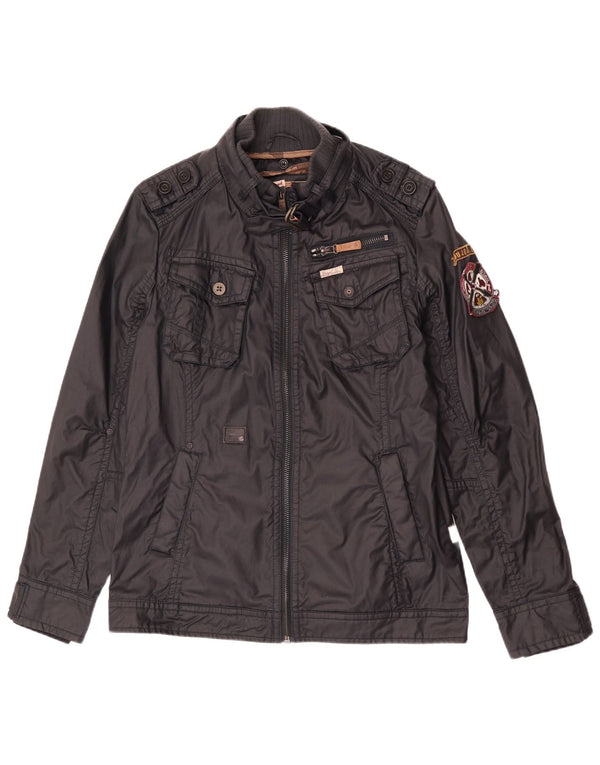 KHUJO Mens Military Jacket UK 40 Large Black Cotton