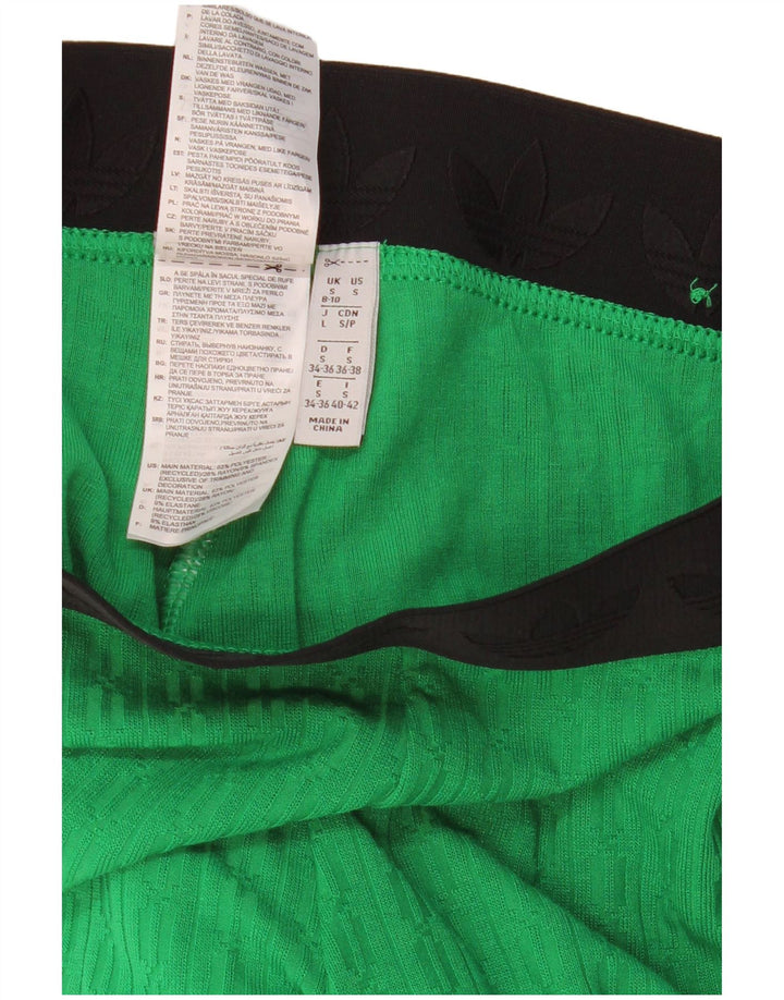 ADIDAS Leggings Femme UK 8/10 Petit Vert Colorblock Polyester