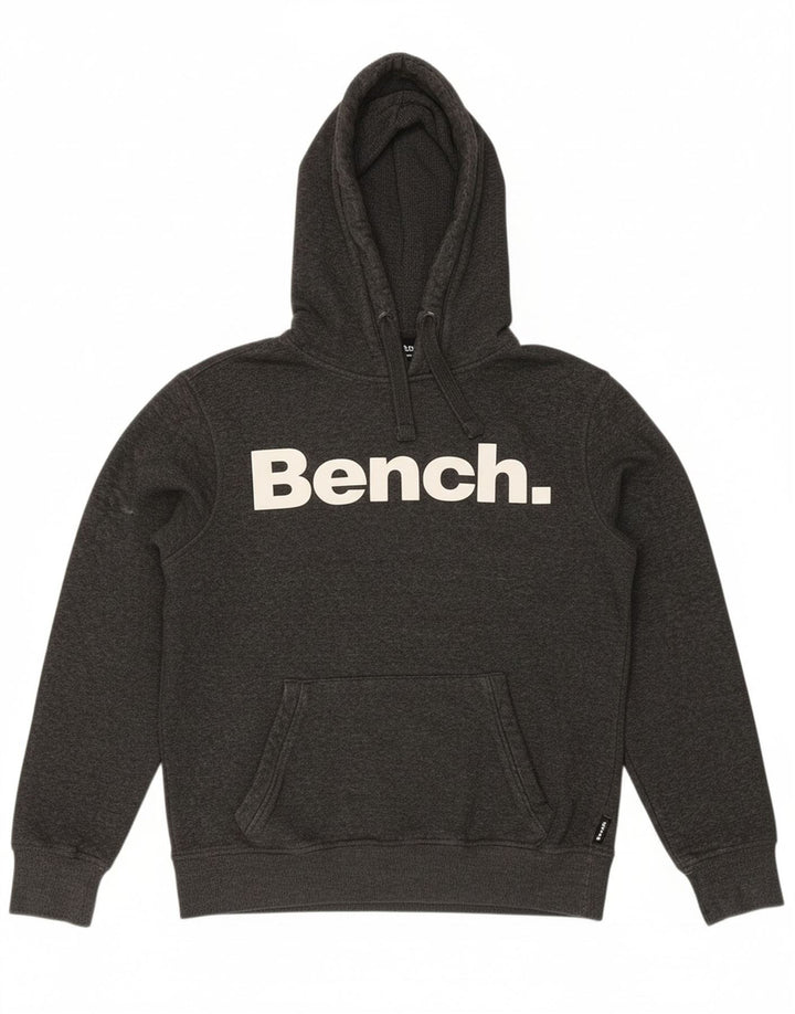 BENCH Mens Graphic Hoodie Jumper Small Grey Cotton