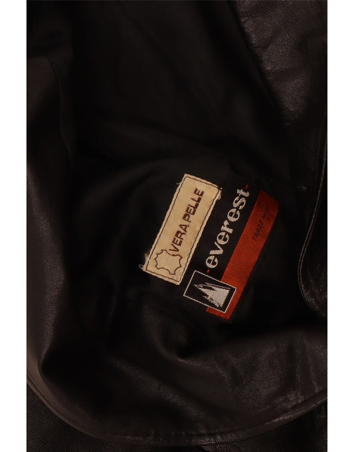 Everest Veste blazer en cuir à 2 boutons pour femme UK 14 Cuir noir moyen