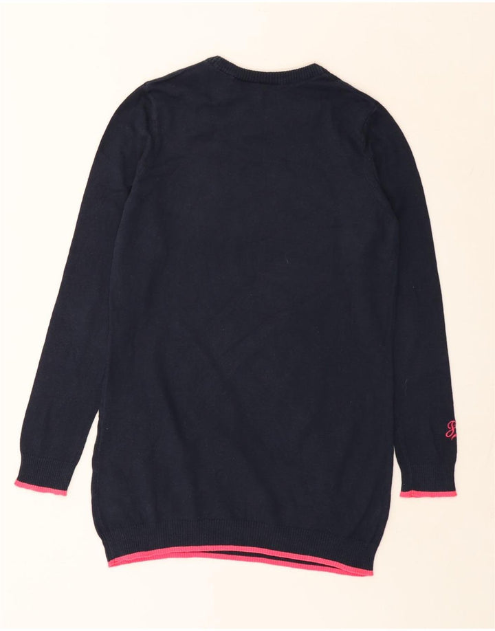 Superdry Pull long à col rond pour femme UK 12 Bleu marine moyen