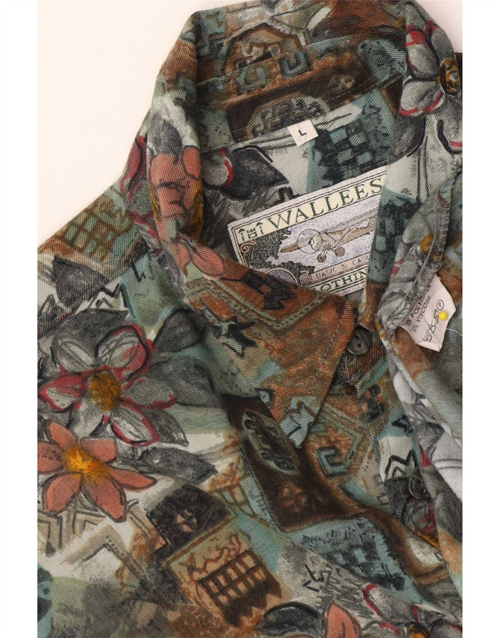 Wallees Chemise Homme Grand Vert Floral Polyester