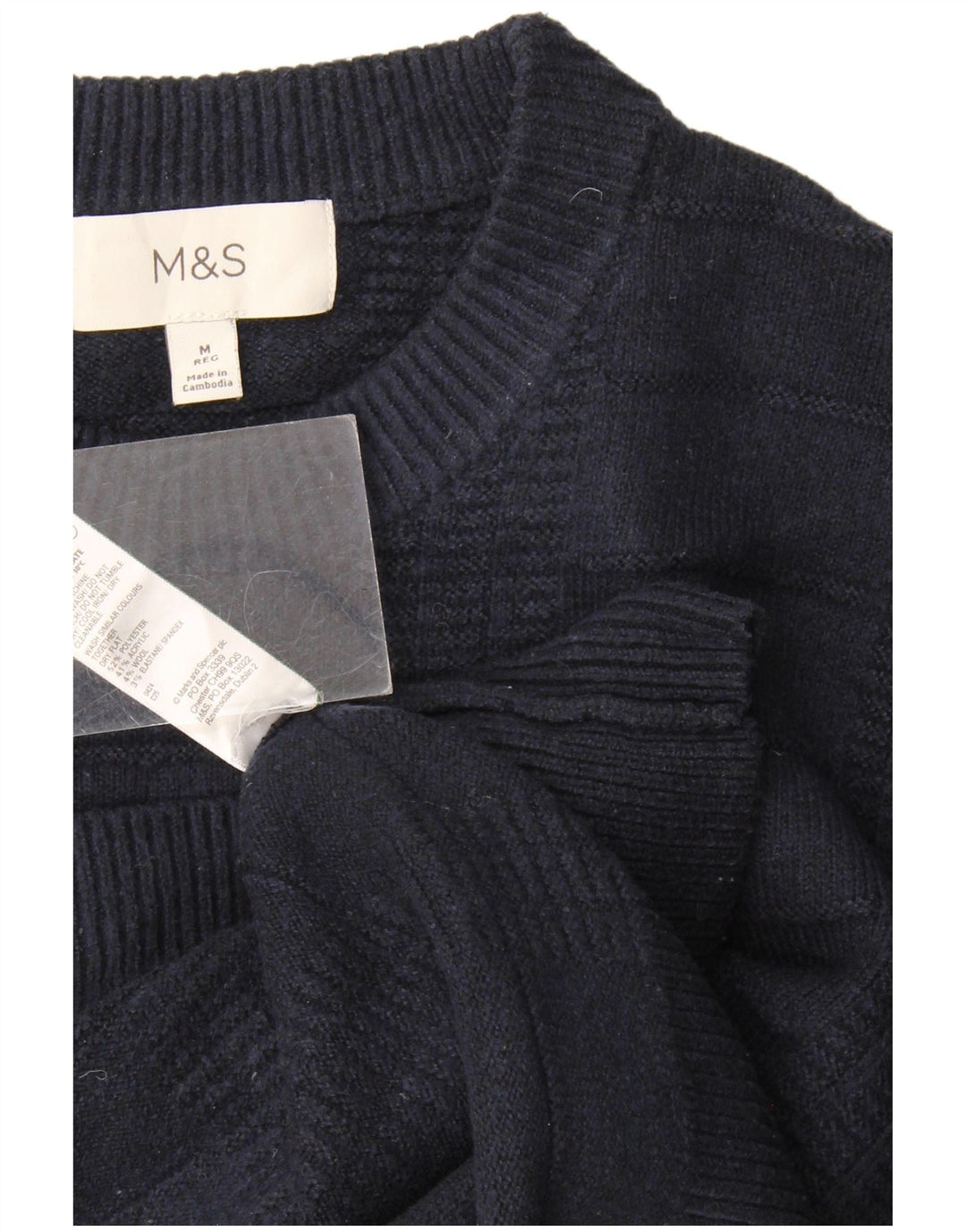 Marks & Spencer Pull à col rond pour homme Bleu marine moyen Polyester