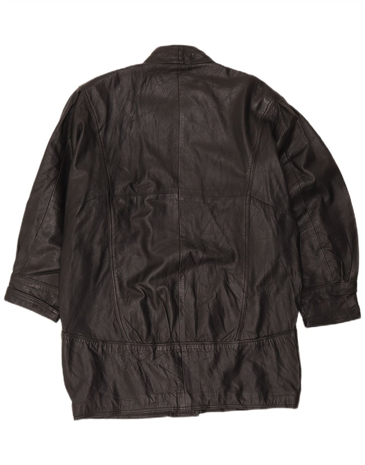 Pierce Arrow Manteau en cuir surdimensionné pour femme EU 42 Grand Noir
