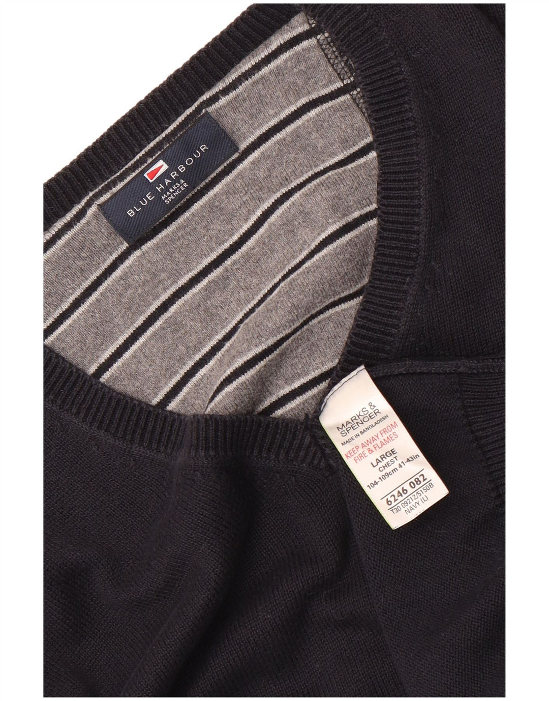 Marks & Spencer Pull à col en V Blue Harbor pour hommes, grand bleu marine