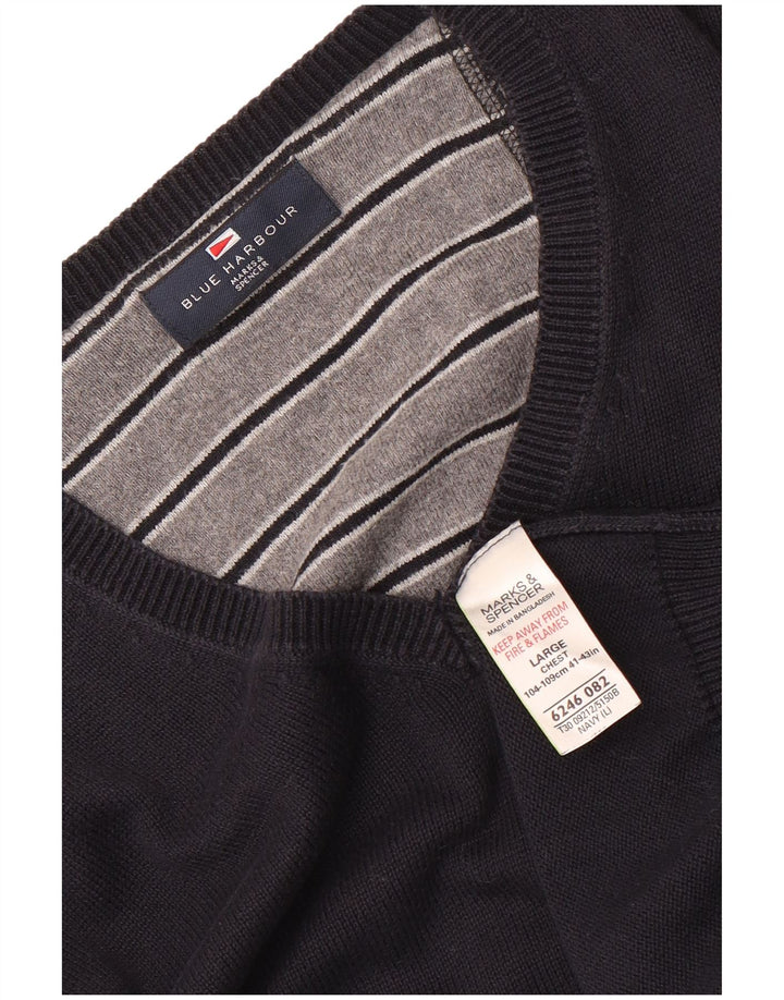 Marks & Spencer Pull à col en V Blue Harbor pour hommes, grand bleu marine