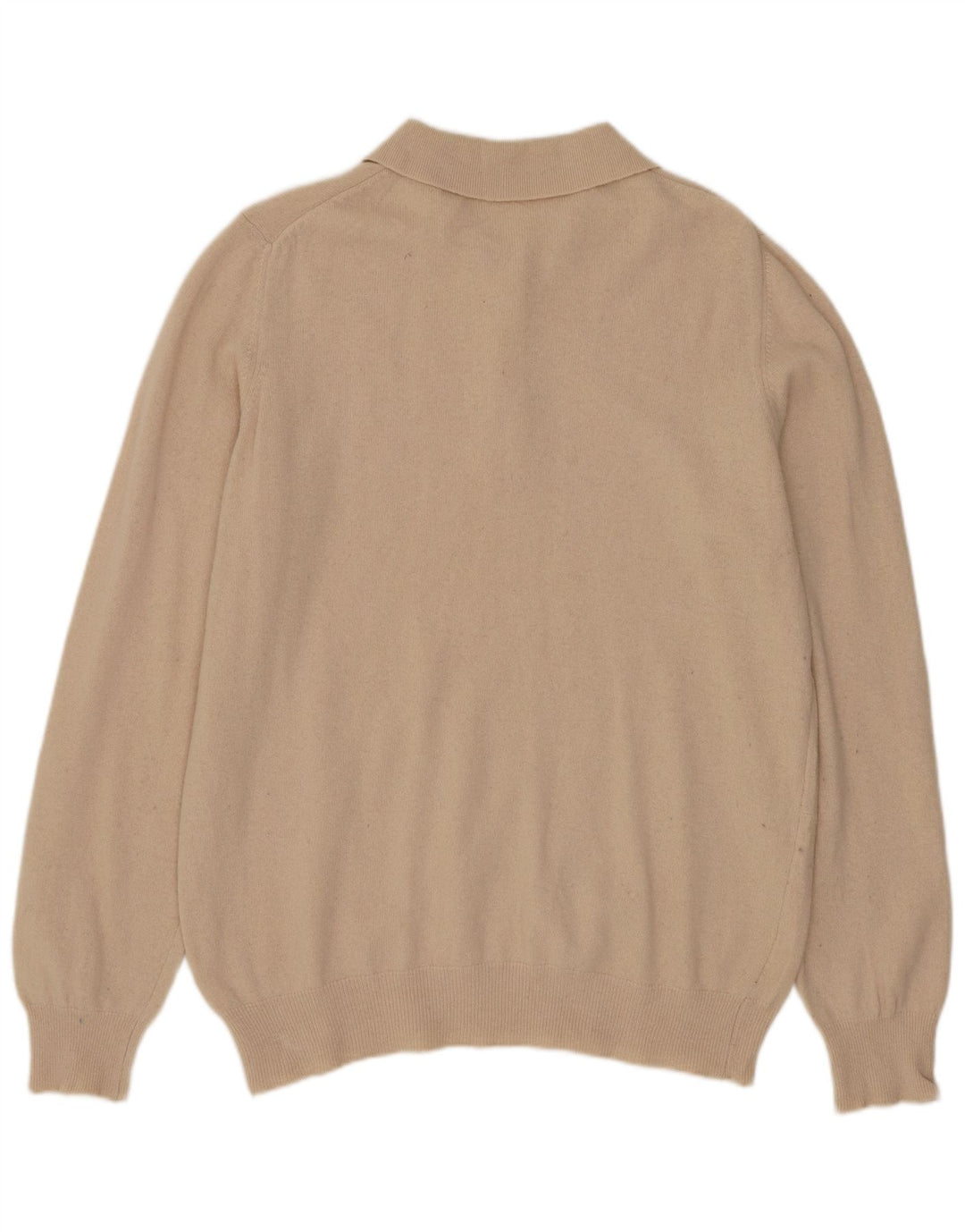 BENETTON Pull à col polo pour femme UK 16 Grande laine beige