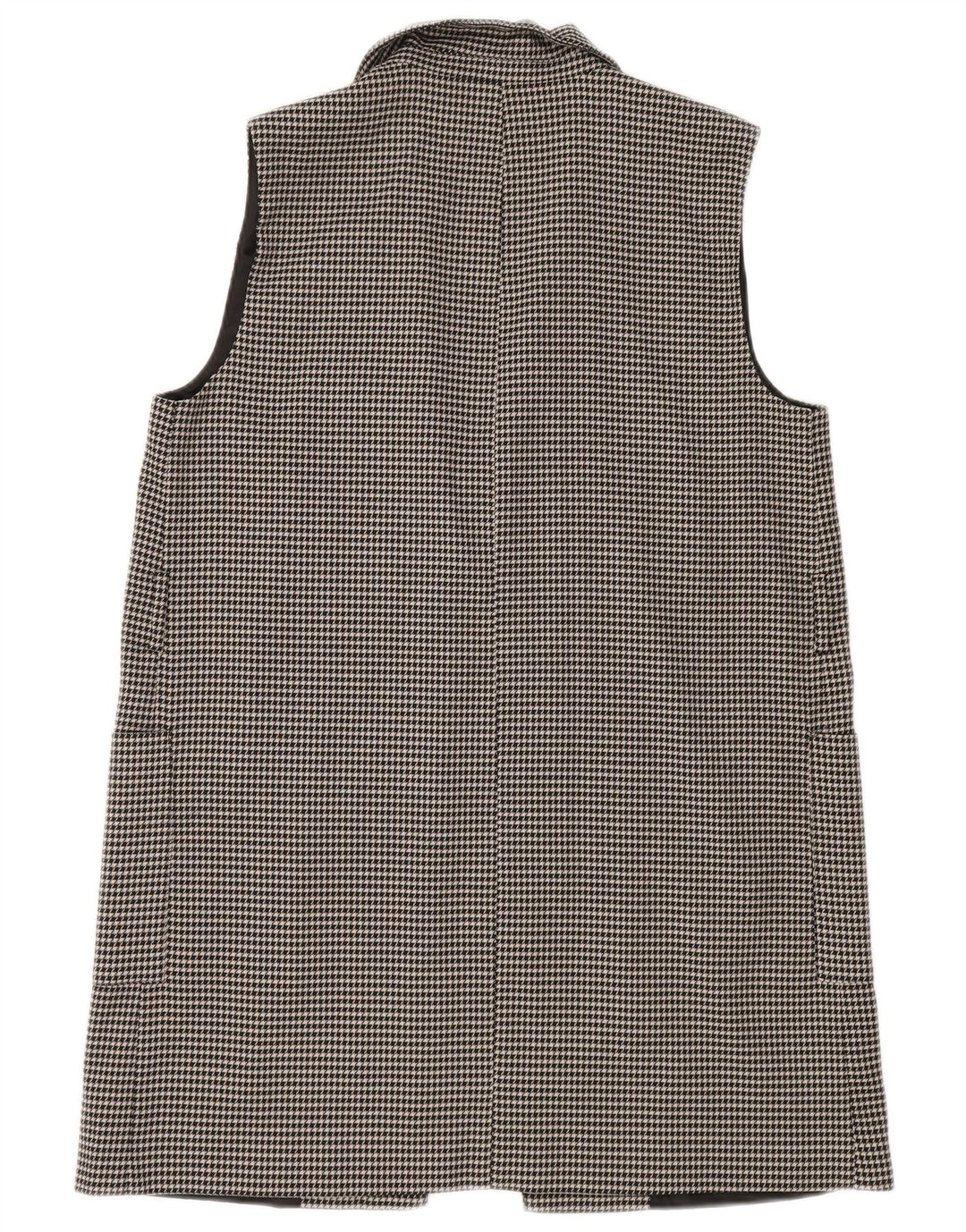 Zara Veste Blazer Longue Ouverte Femme UK 14 Pied De Poule Noir Moyen