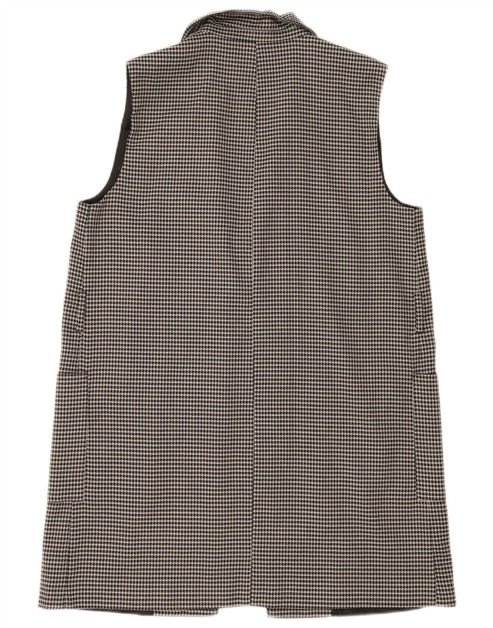 Zara Veste Blazer Longue Ouverte Femme UK 14 Pied De Poule Noir Moyen