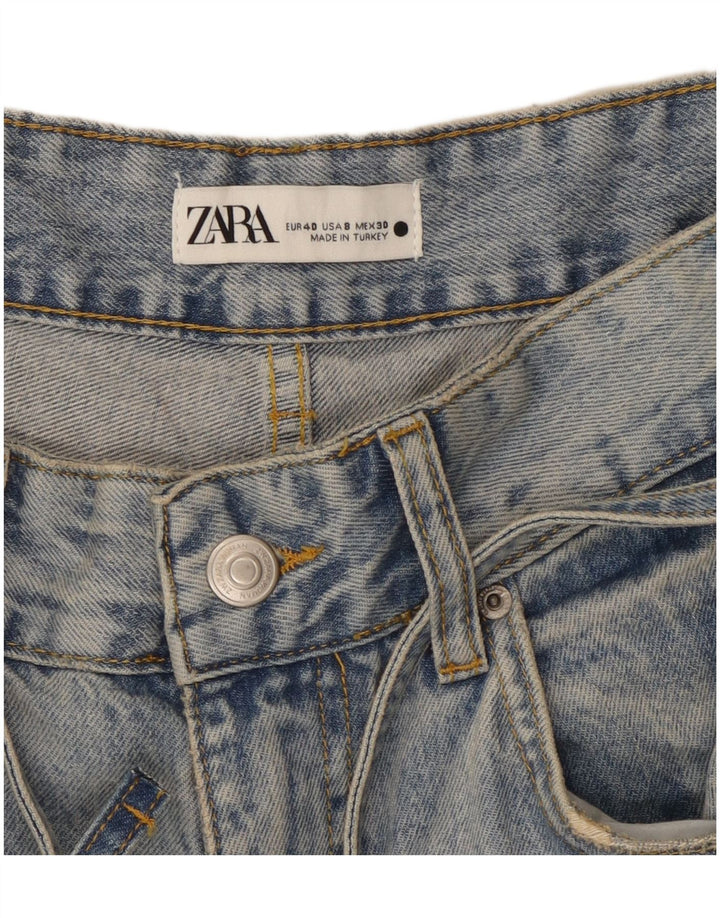 Zara Jean Capri à jambe large pour femme EU 40 Medium W30 L21 Bleu Coton