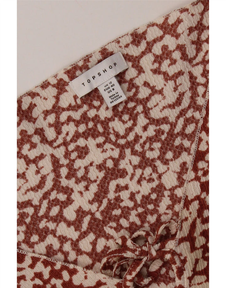 Topshop Robe trapèze à motif abstrait pour femme UK 12 Marron moyen
