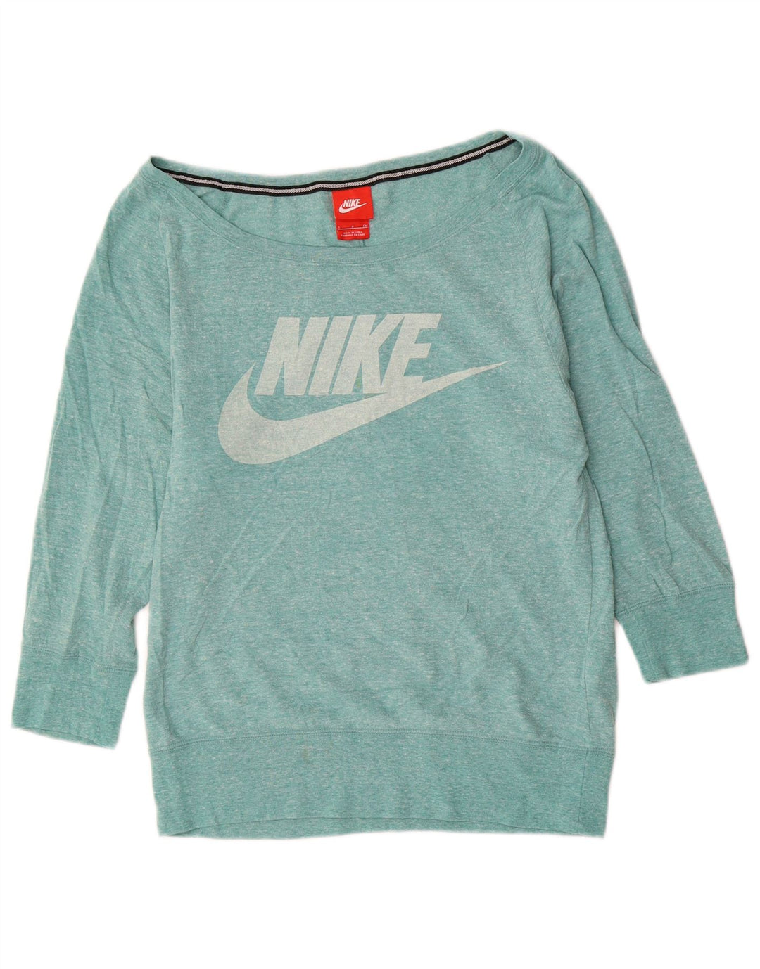 Nike Haut graphique à épaules dénudées pour femme à manches longues UK 10 Petit Turquoise