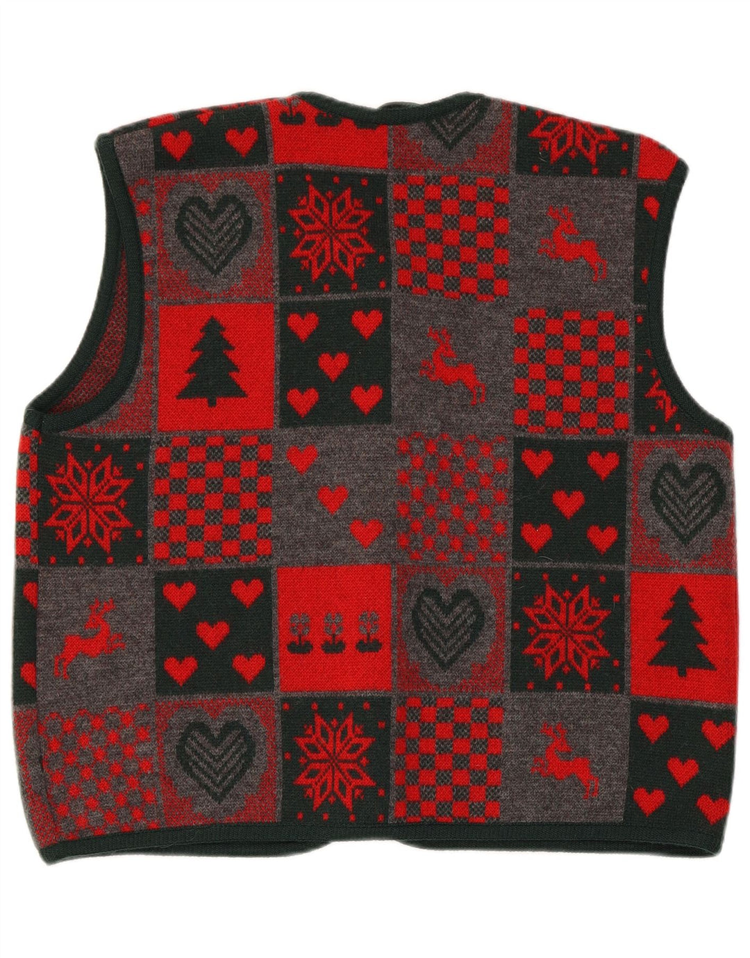 Berwin & Wolff Gilet en tricot pour femme EU 44 XL Rouge Patchwork Laine vierge