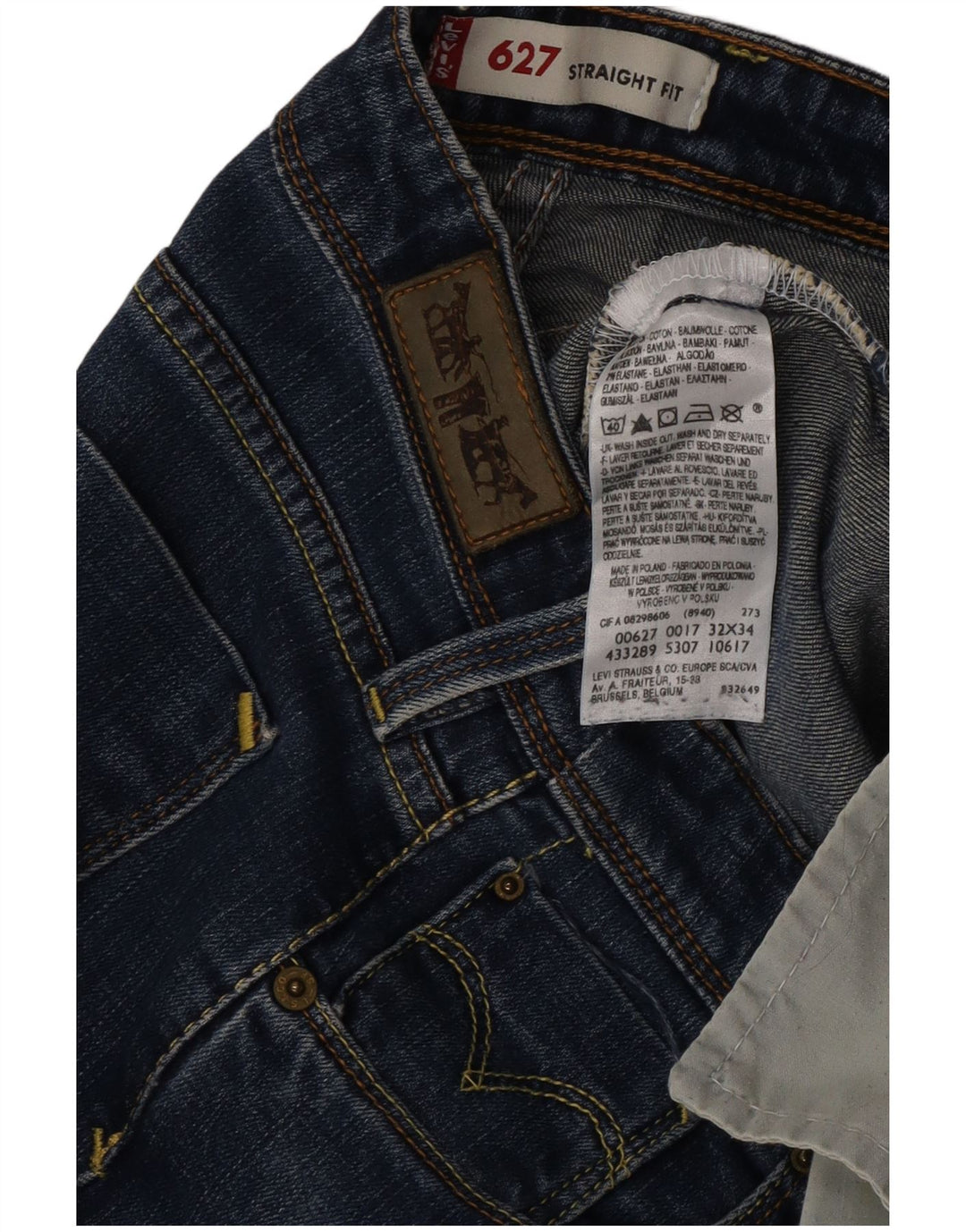 Levi's Jean Droit 627 Femme W32 L30 Bleu Coton