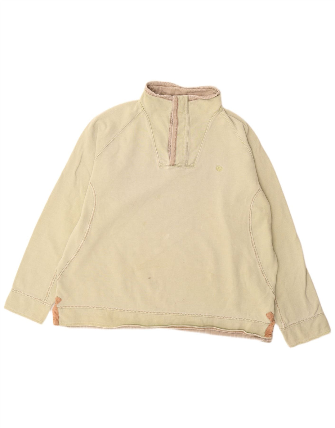 Fat Face Sweat-shirt col zippé pour homme XL en coton beige