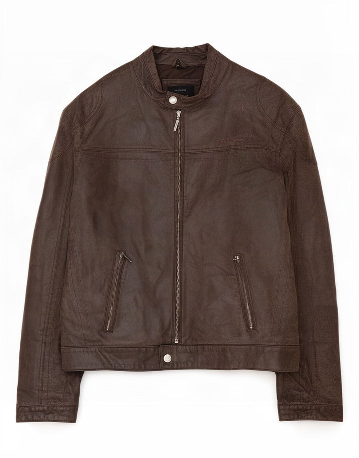 Ben Sherman Veste de motard en cuir pour homme UK 38 Marron moyen