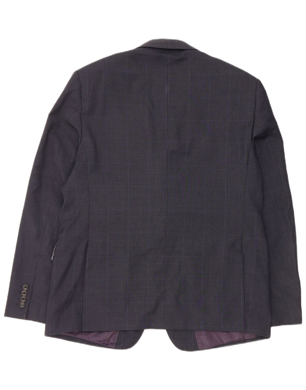 Marks & Spencer Veste blazer coupe ajustée pour homme UK 44 XL Bleu marine à carreaux