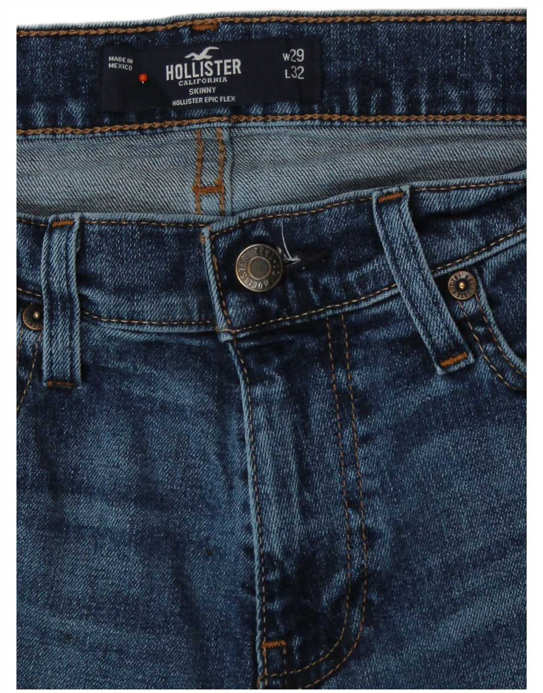 HOLLISTER Jean Skinny Homme W29 L32 Bleu Coton