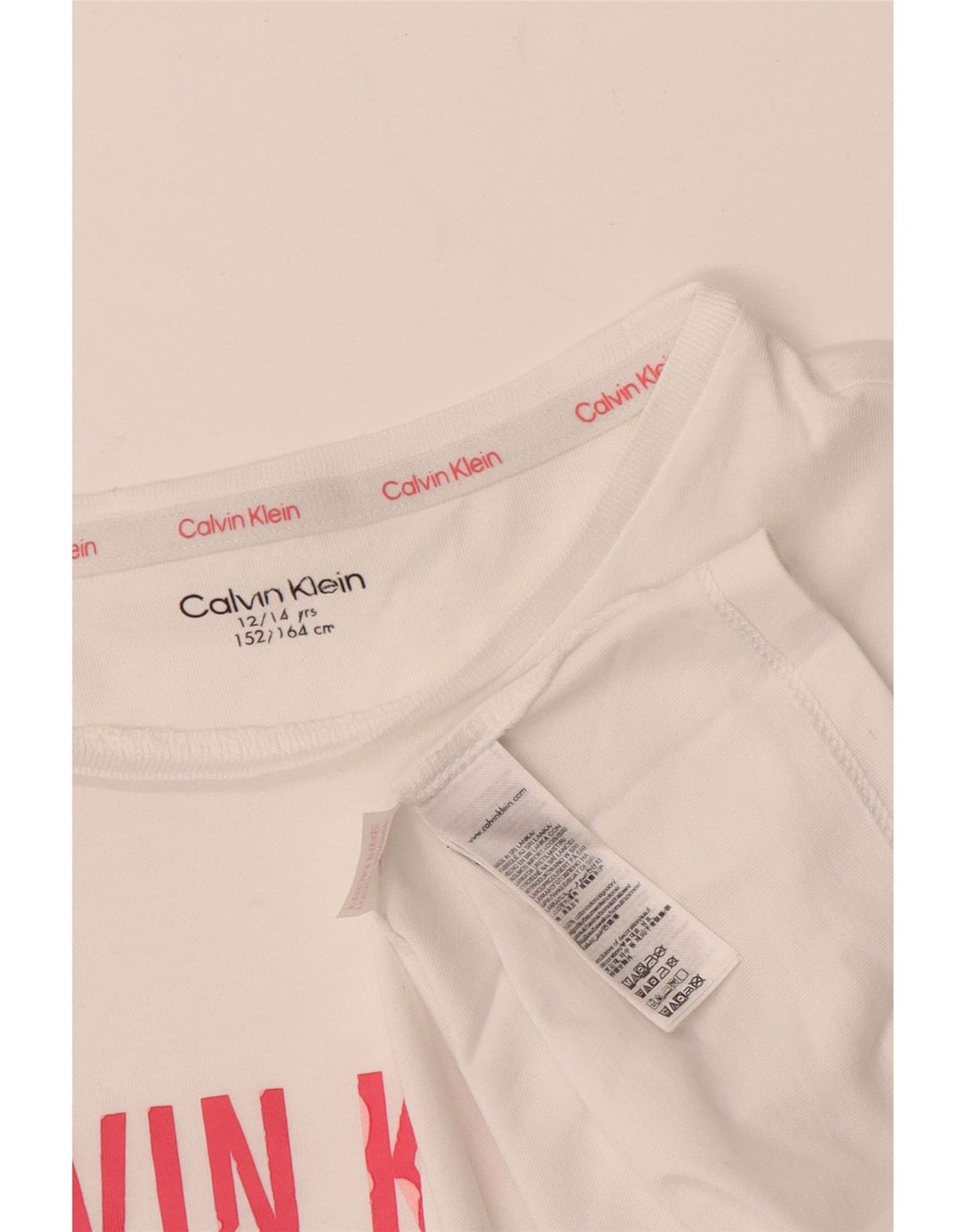 CALVIN KLEIN T-Shirt Graphique Fille 12-13 Ans Blanc Coton