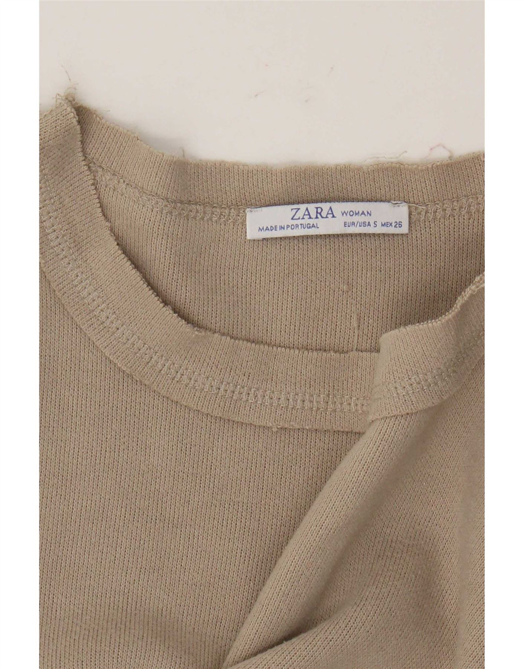 Zara Womens Crop Oversize Top Manches Longues UK 10 Petit Beige