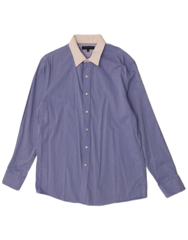 Tommy Hilfiger Chemise Homme Taille 16 1/2 Grande Rayure Bleue