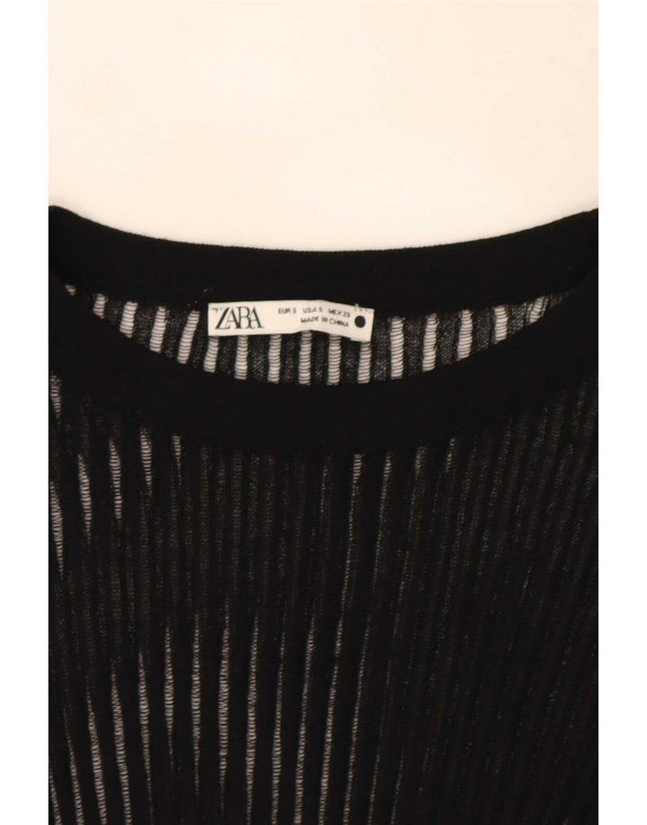 Zara Femme Top Manches Longues UK 8 Small Noir