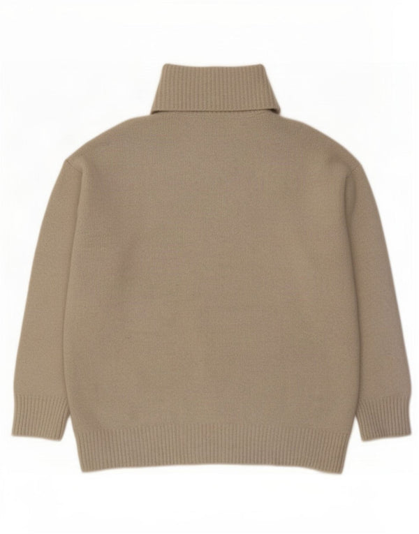 Zara Pull surdimensionné à col roulé pour femme UK 14 Acrylique beige moyen