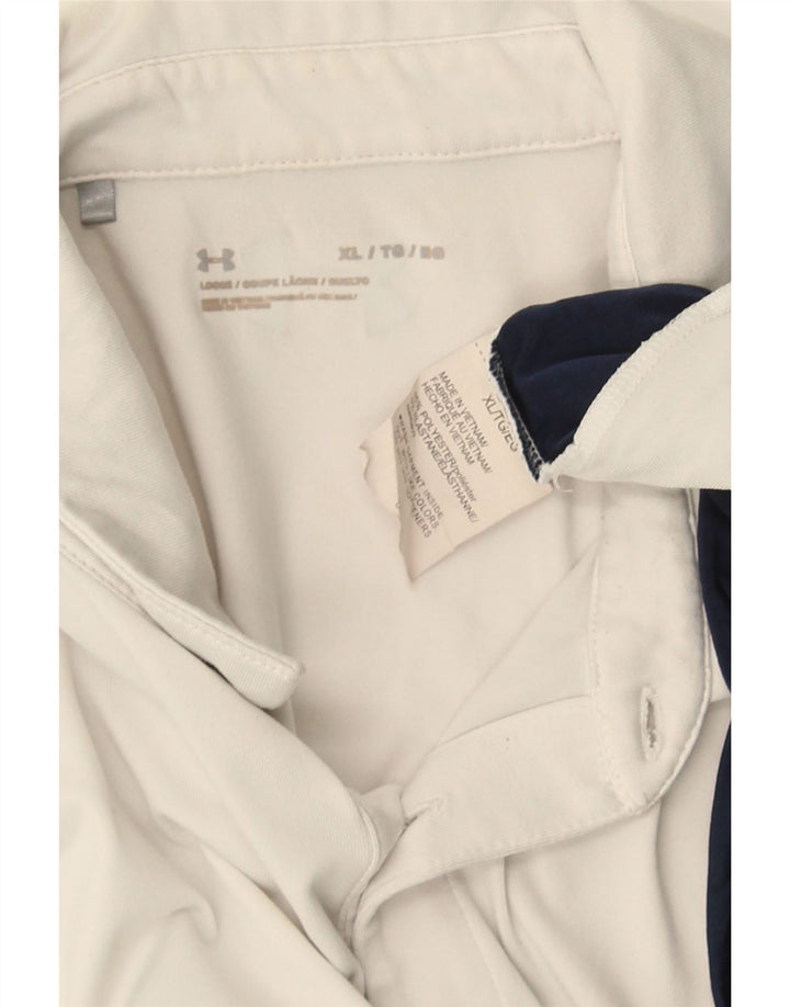 UNDER ARMOUR Polo Homme XL Blanc Colorblock Polyester