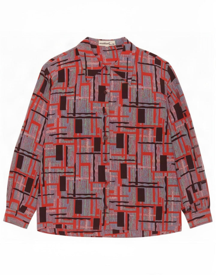 vintage Femme Chemise Oversize Blouse IT 44 Moyen Multicolore Géométrique