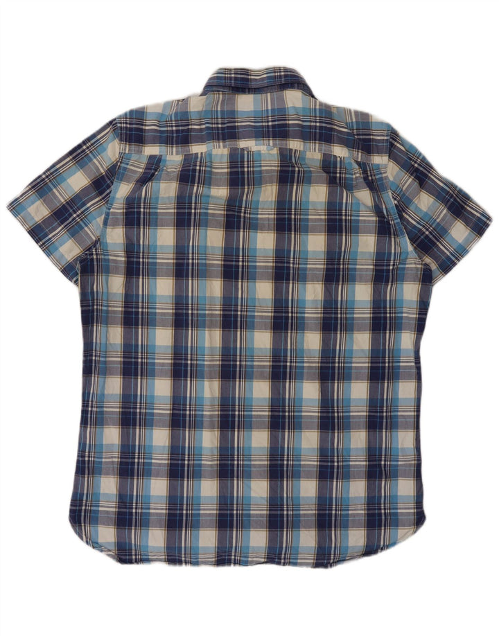 SUPERDRY Chemise à Manches Courtes Homme XL Bleu Carreaux Coton