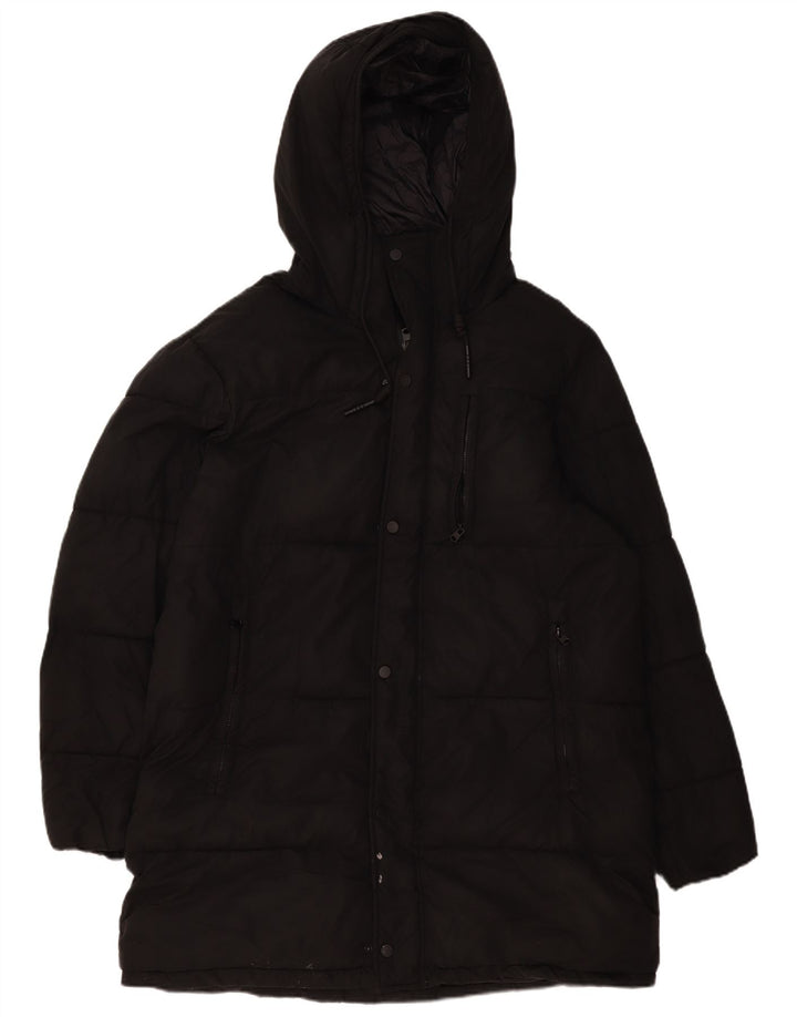 Zara Manteau matelassé à capuche pour homme UK 40 Large Noir