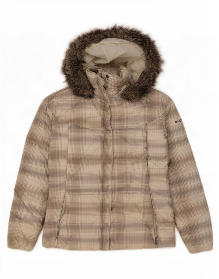 Columbia Veste matelassée à capuche pour femme UK 18 XL Gris à carreaux Polyester