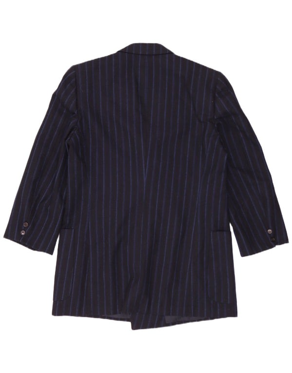 vintage Homme Double Breasted Blazer Veste UK 42 XL Bleu Marine Rayé