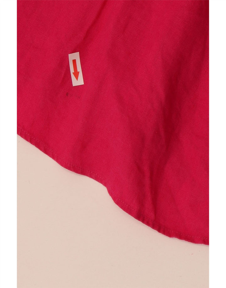JAEGER Chemise à manches 3/4 pour femme UK 14 Lin rose moyen