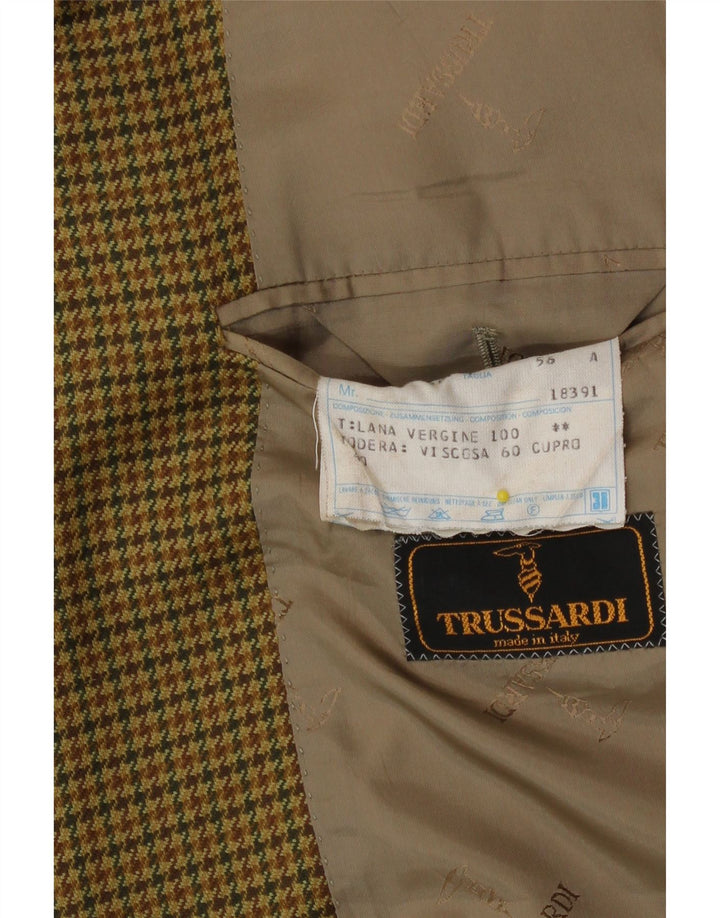 Trussardi Veste Blazer 2 Boutons Homme IT 56 3XL Beige Pied-de-Poule