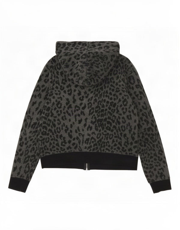 Marks & Spencer Pull à capuche zippé pour femme UK 44 Gris moyen imprimé animal