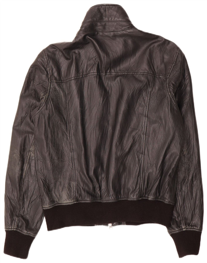 Bata and More Veste en cuir bomber pour homme Taille 54 Grand cuir noir