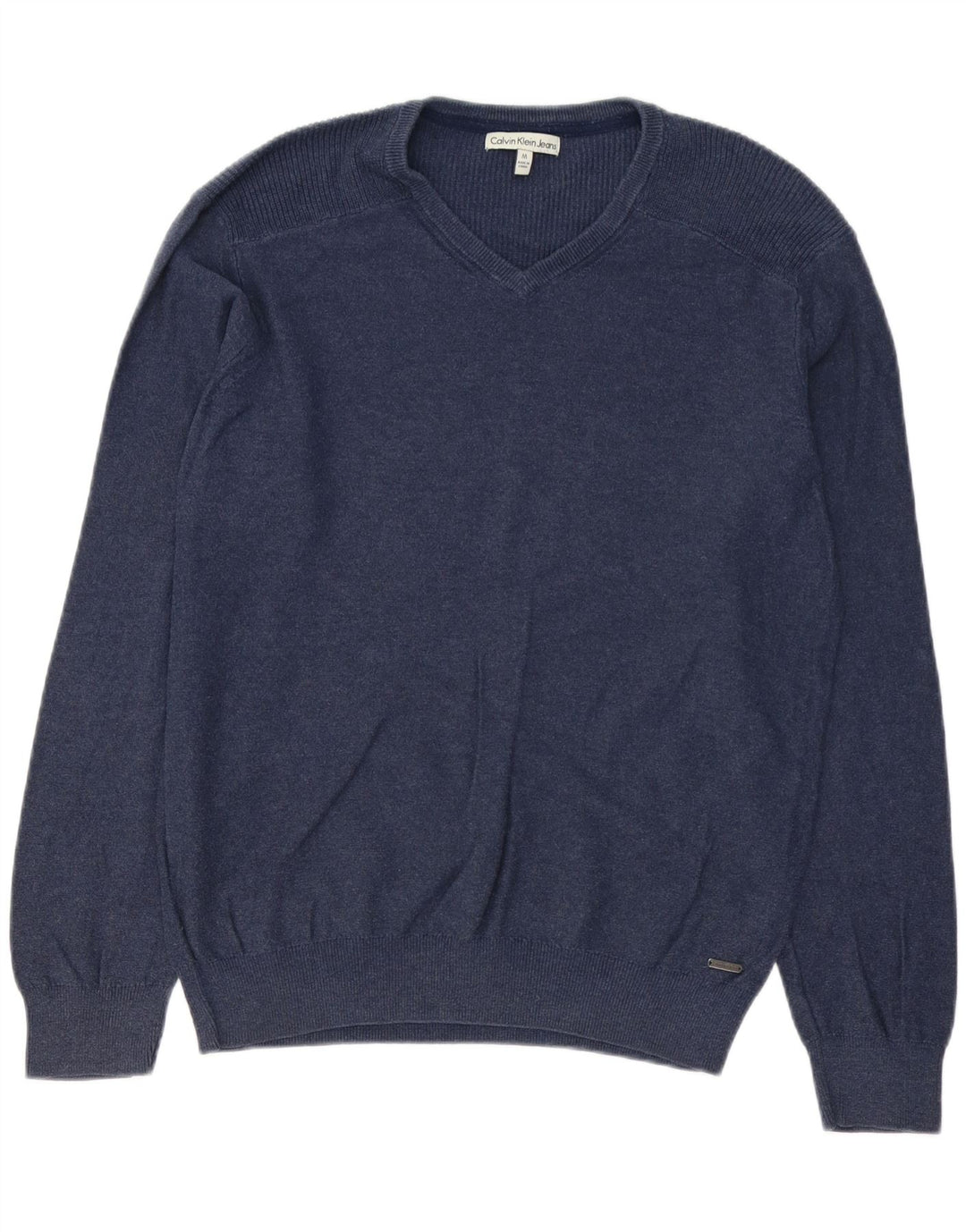 CALVIN KLEIN JEANS Pull Col V Homme Bleu Marine Moyen Coton