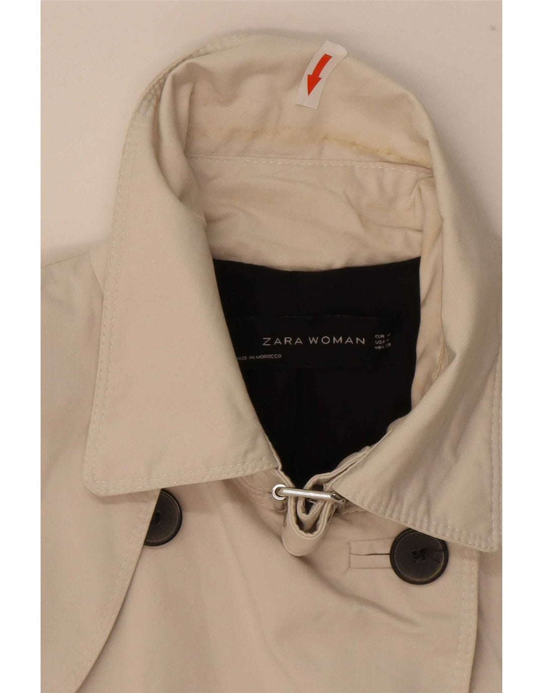 Zara Womens Trench Coat UK 12 Moyen Blanc Coton