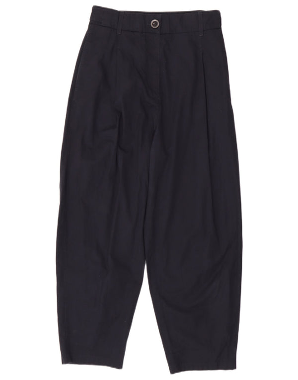 Cos Pantalon court taille haute coupe ample pour femme EU 34 XS W24 L24 Bleu marine