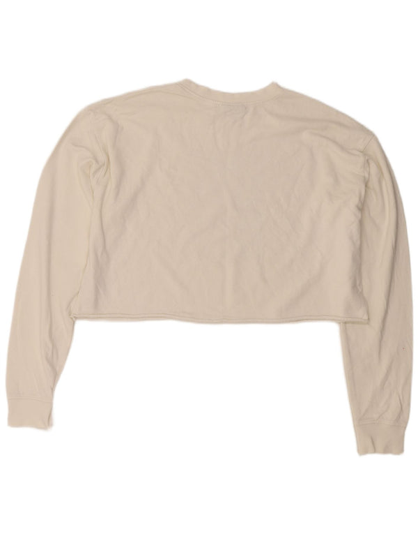 Topshop Sweat-shirt court surdimensionné pour femme UK 10 Petit coton blanc