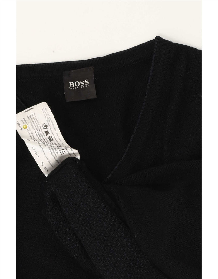 Hugo Boss Pull col V en laine vierge noir moyen
