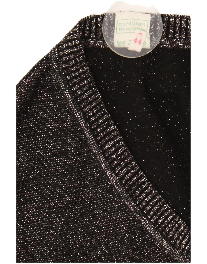 Vintage Femme Gilet Débardeur IT 44 Gris Moyen Moucheté Polyacrylique