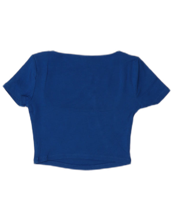 Zara Womens Crop Top UK 12 Bleu Moyen