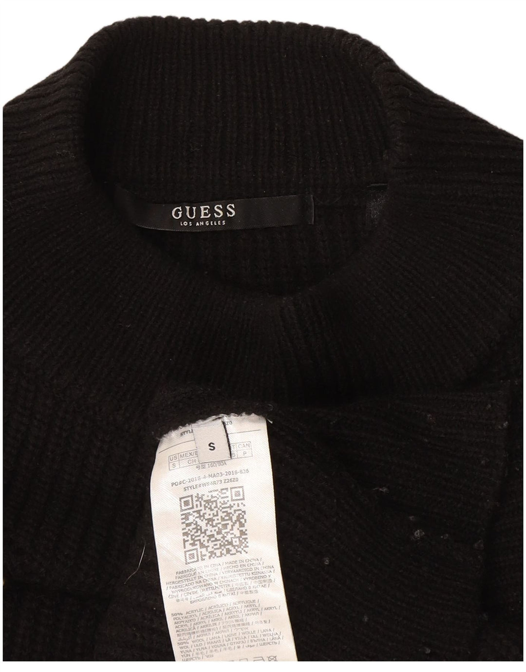 Guess Pull surdimensionné à col roulé pour femme UK 10 Petit Acrylique Noir