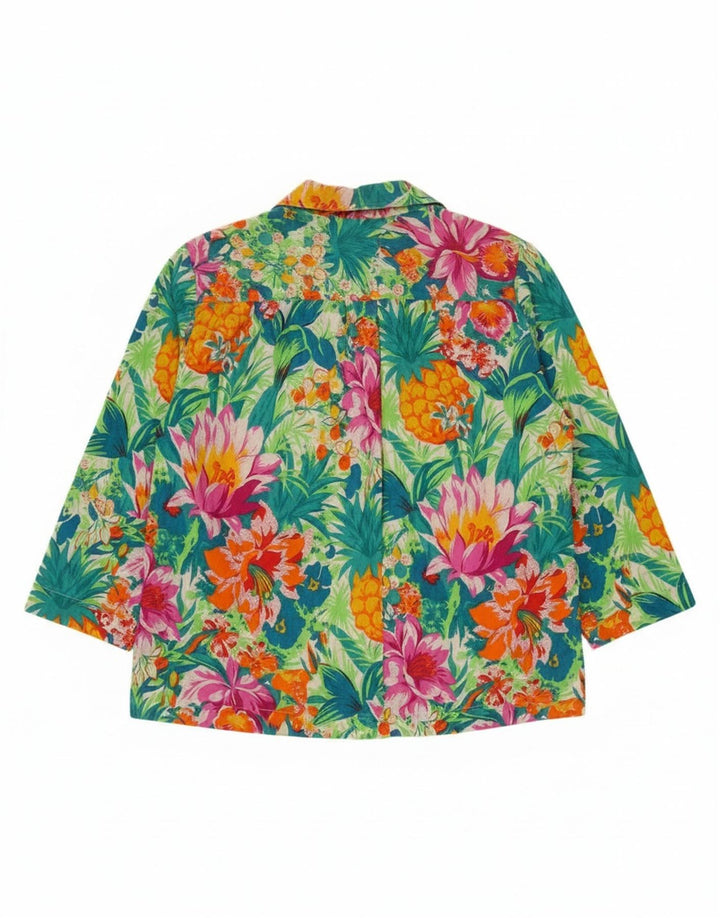 vintage Femmes 2 Bouton Blazer Veste UK 16 Grand Floral Multicolore