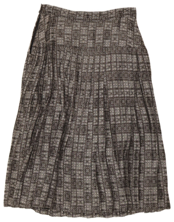 jupe trapèze plissée femme vintage IT 44 Medium W28 Acétate géométrique gris