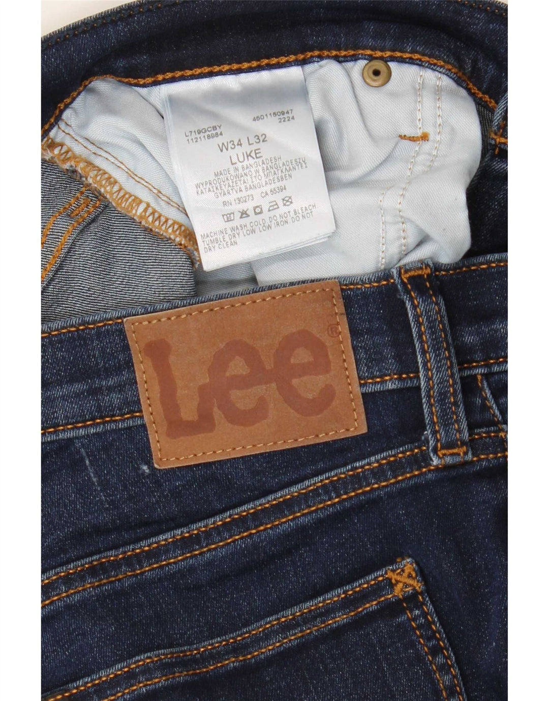 Lee Jean Slim Luke Homme W34 L32 Bleu Marine Coton
